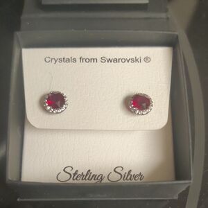 Swarovski Red Crystal Sterling Silver Earrings